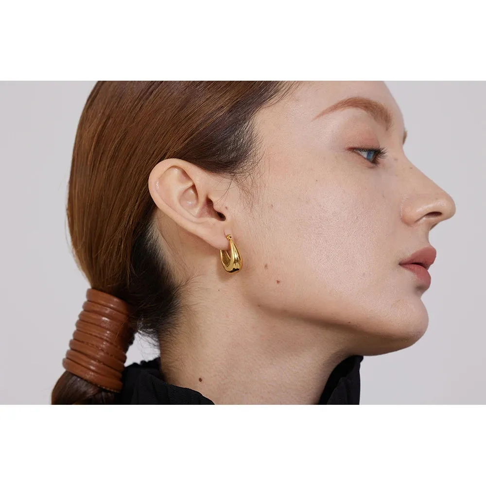 VAIGE Geometric Stainless Steel Chunky Gold Hoop Earrings - Unique Fashion Accessories Gift