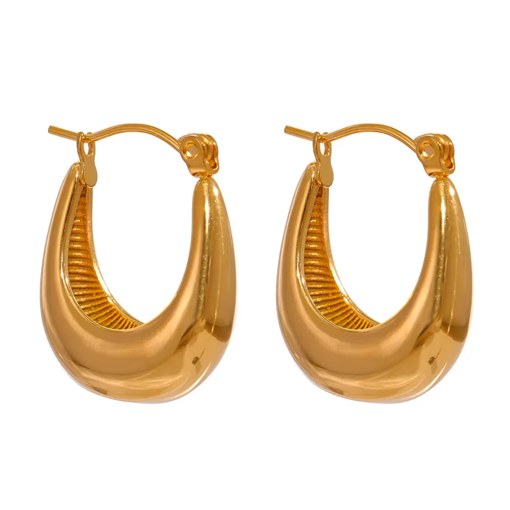 VAIGE Geometric Stainless Steel Chunky Gold Hoop Earrings - Unique Fashion Accessories Gift