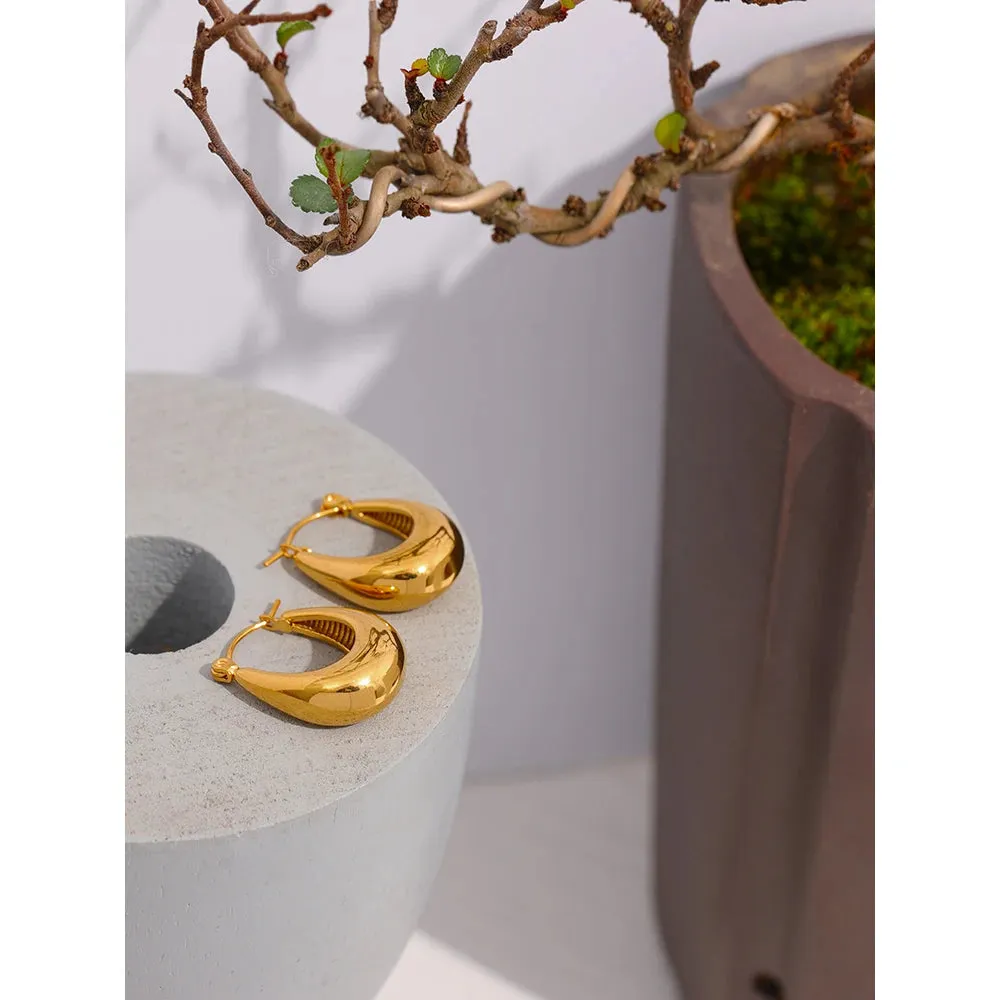 VAIGE Geometric Stainless Steel Chunky Gold Hoop Earrings - Unique Fashion Accessories Gift