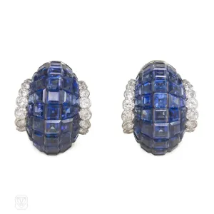 Van Cleef & Arpels Mystery-set sapphire and diamond earrings