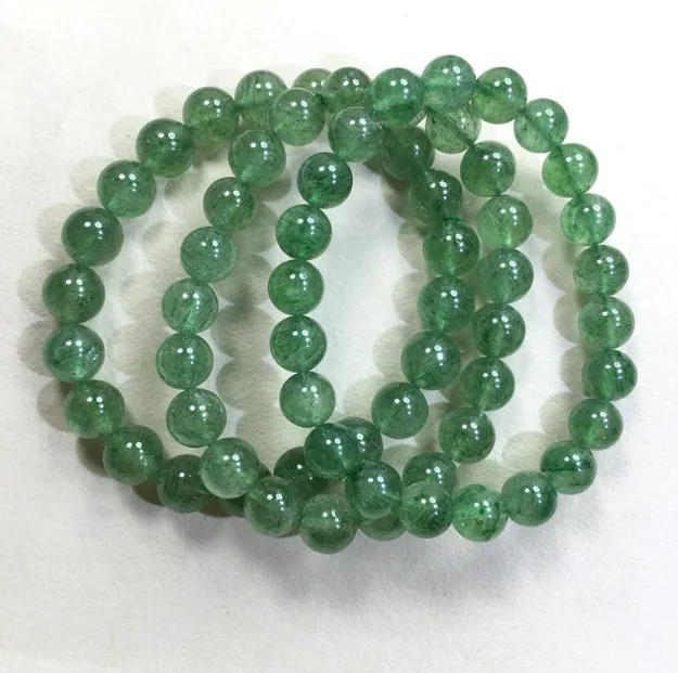 Verdant Guardian Strawberry Crystal Handmade Beaded Bracelet