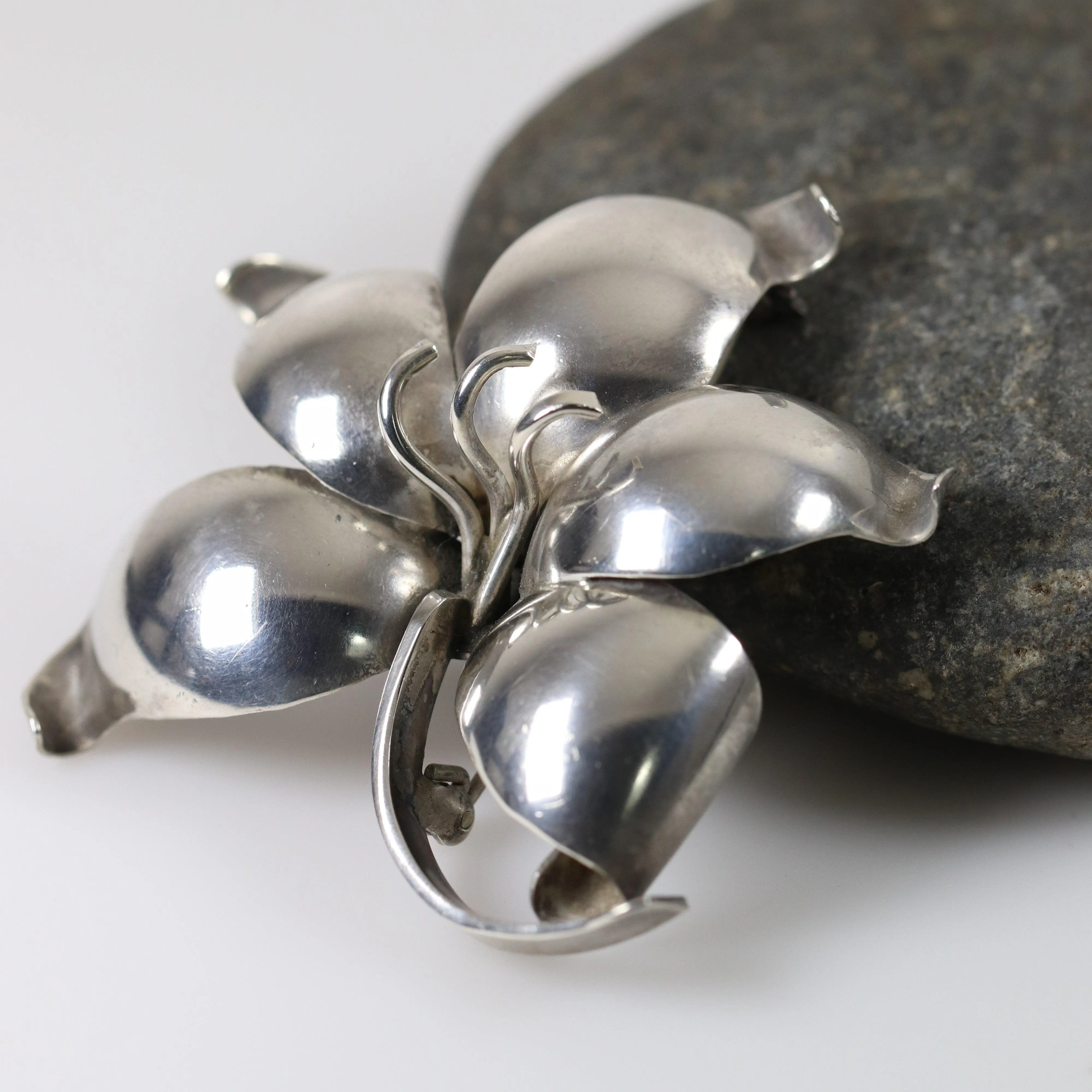 Vintage Danish E Dagsted Sterling Silver Jewelry | Floral Modernist Mid-Century Brooch