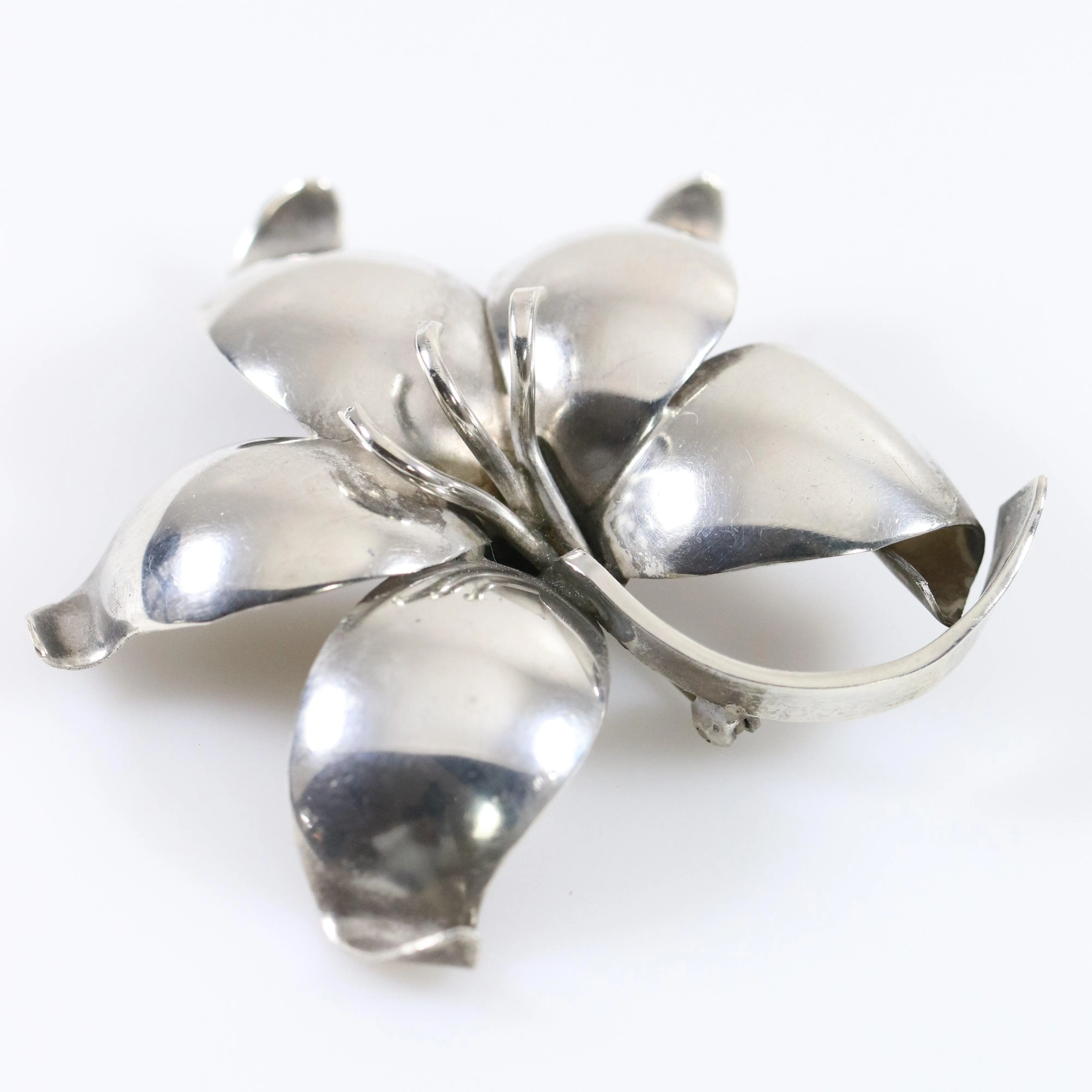 Vintage Danish E Dagsted Sterling Silver Jewelry | Floral Modernist Mid-Century Brooch