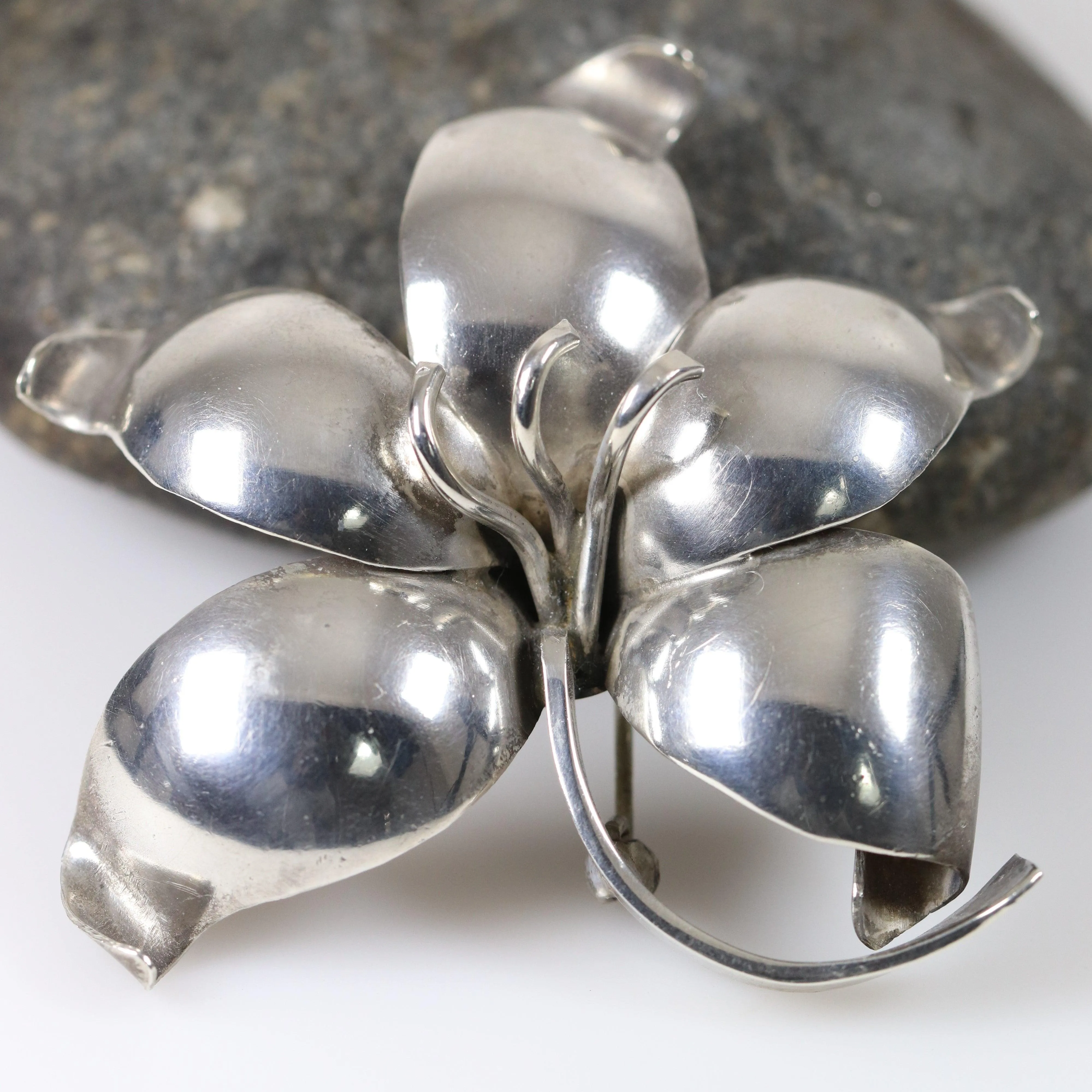 Vintage Danish E Dagsted Sterling Silver Jewelry | Floral Modernist Mid-Century Brooch