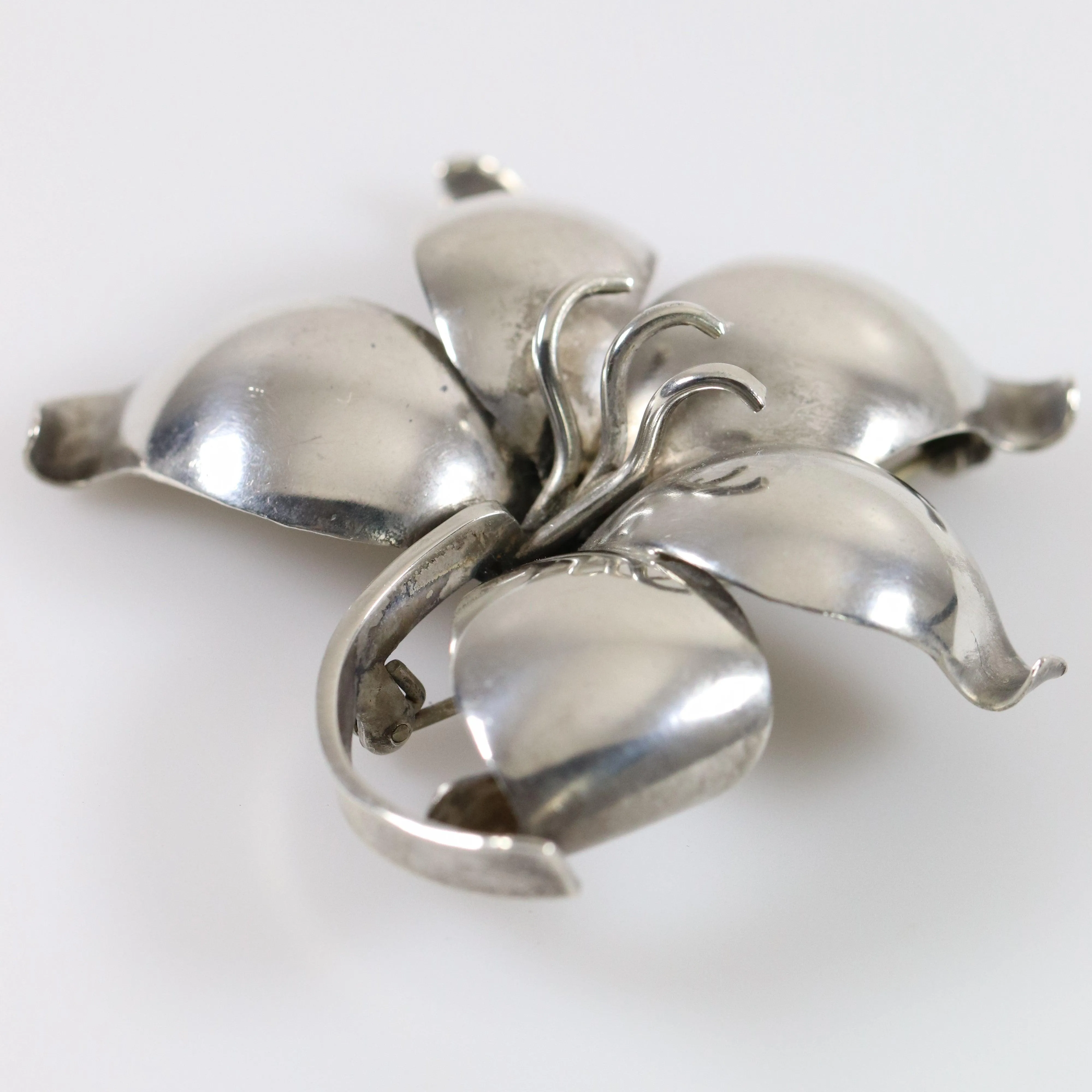 Vintage Danish E Dagsted Sterling Silver Jewelry | Floral Modernist Mid-Century Brooch