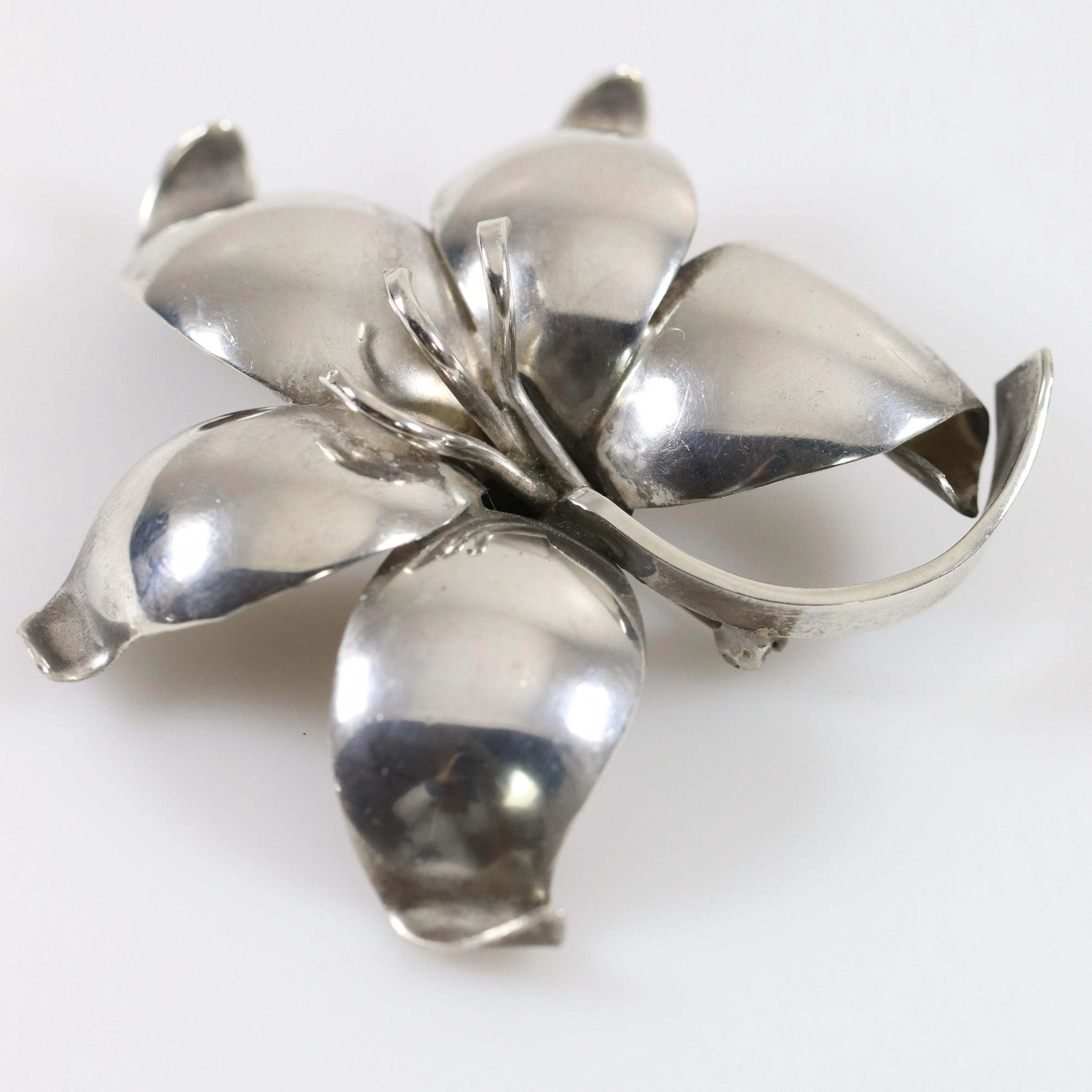 Vintage Danish E Dagsted Sterling Silver Jewelry | Floral Modernist Mid-Century Brooch