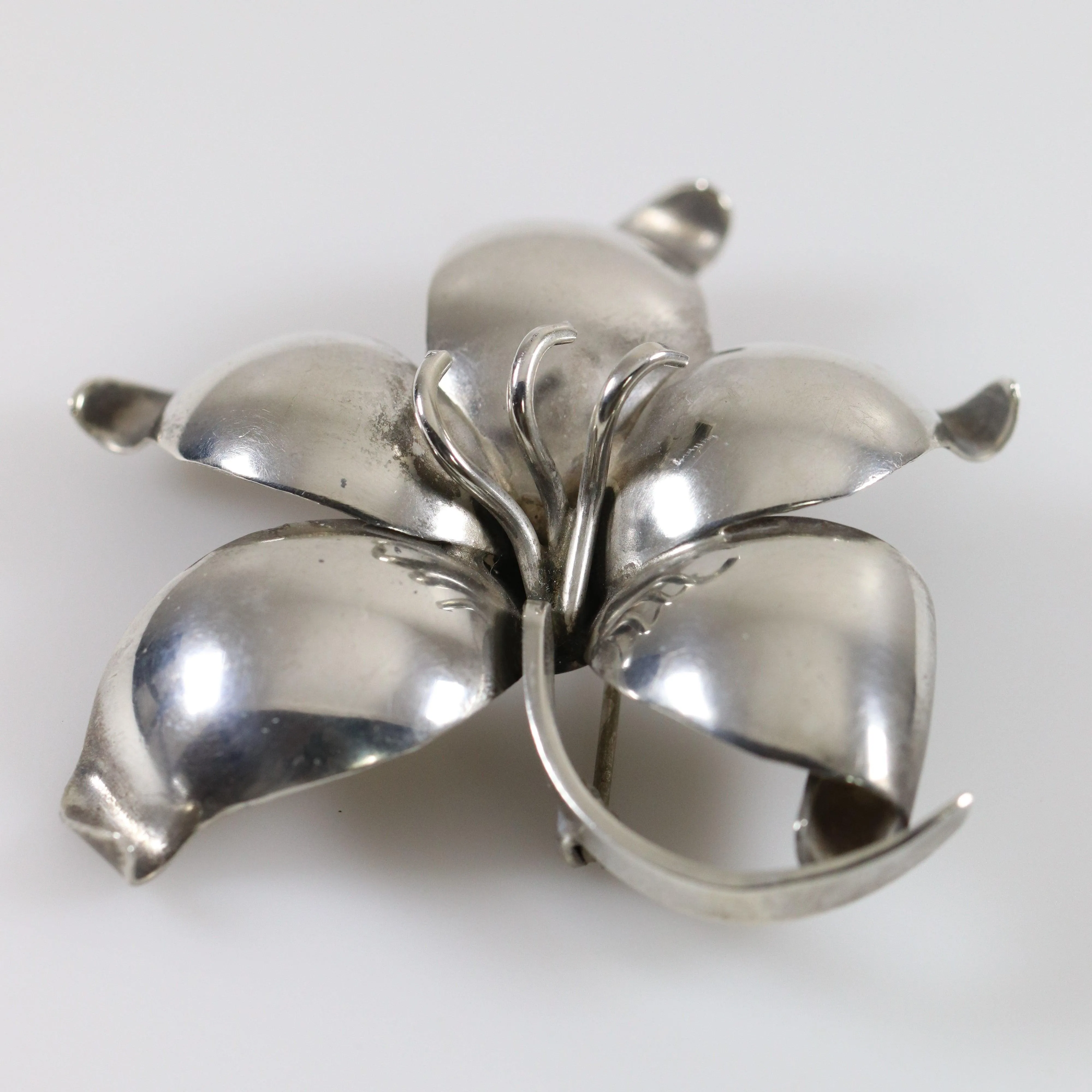 Vintage Danish E Dagsted Sterling Silver Jewelry | Floral Modernist Mid-Century Brooch