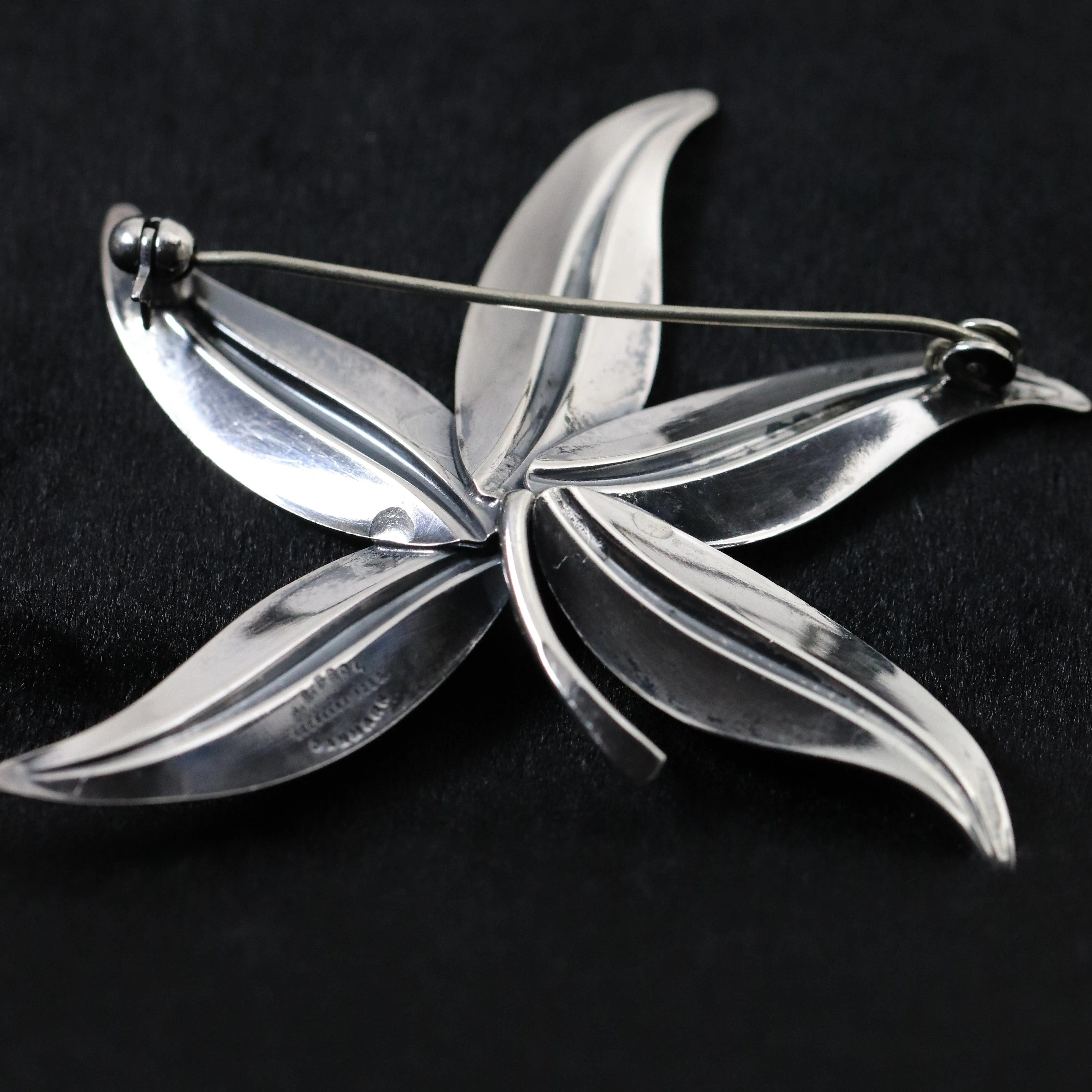 Vintage NE From Sterling Silver Jewelry | Large Floral Brooch Denmark