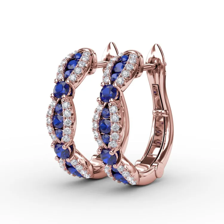 Vintage Sapphire and Diamond Hoops