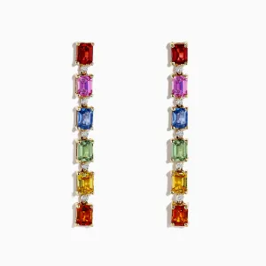 Watercolors 14K Gold Multi Sapphire & Diamond Drop Earrings, 3.12 TCW