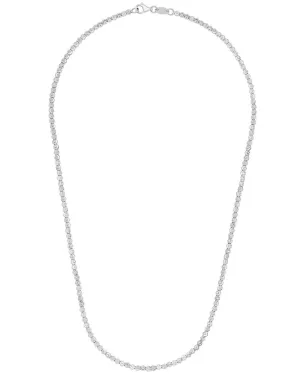 White Gold Diamond Cut Beaded Necklace