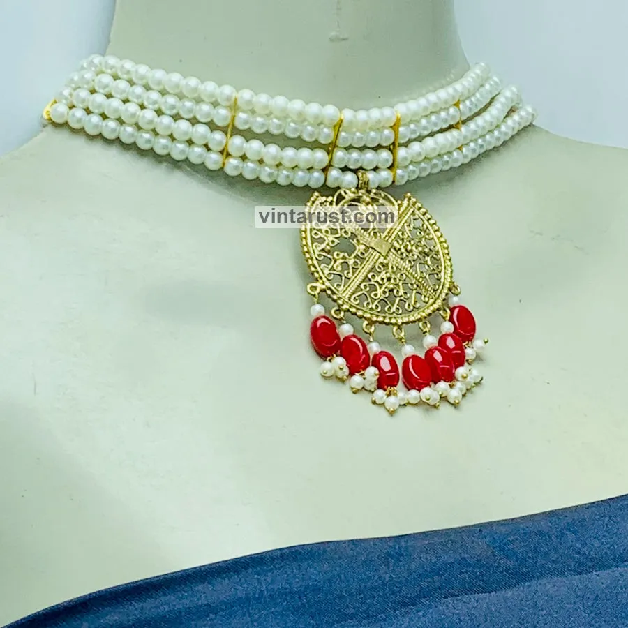 White Pearls Handmade Beaded Jewelry Set