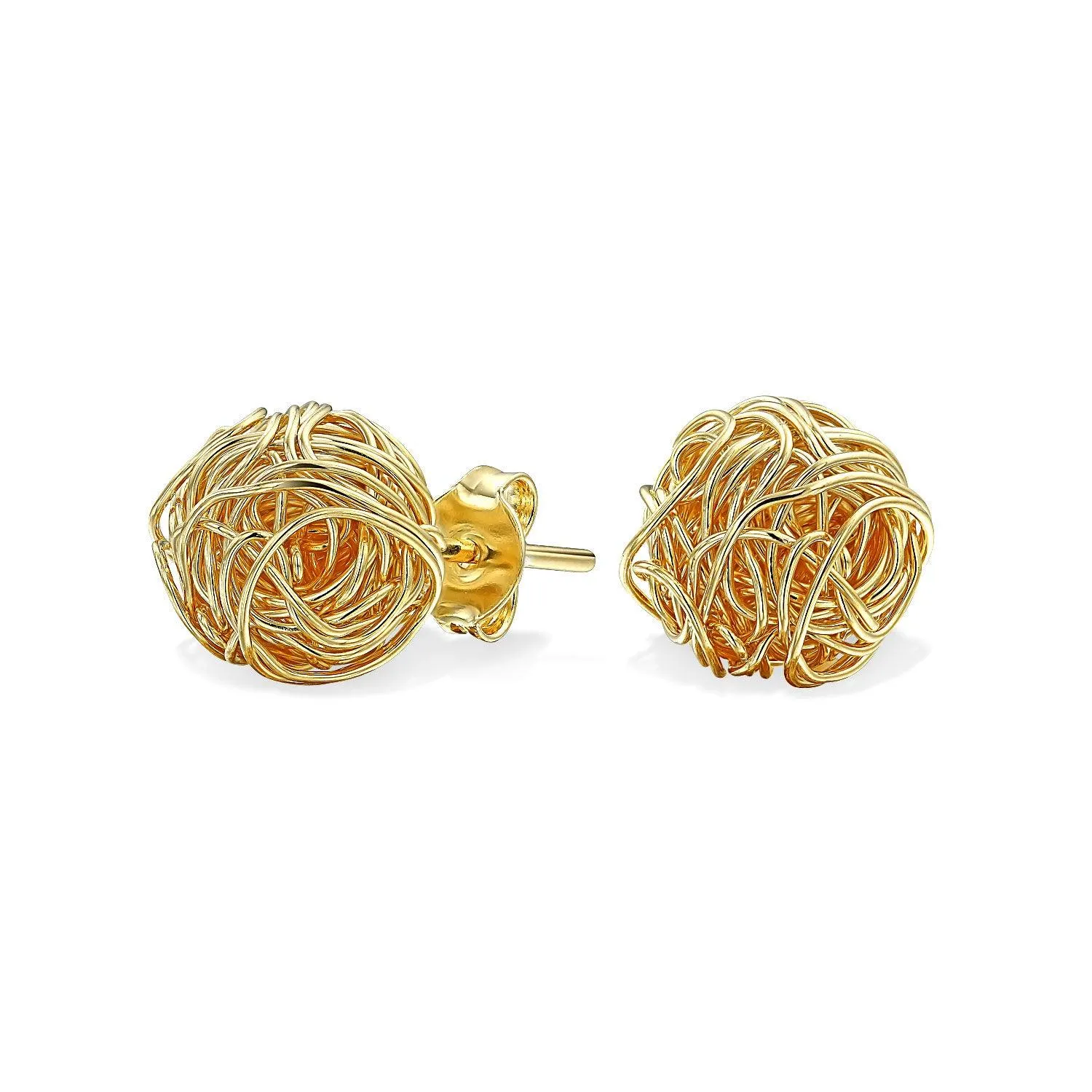 Wire Twisted Knot Drop Ball Earrings 14K Gold Plated Brass 9MM