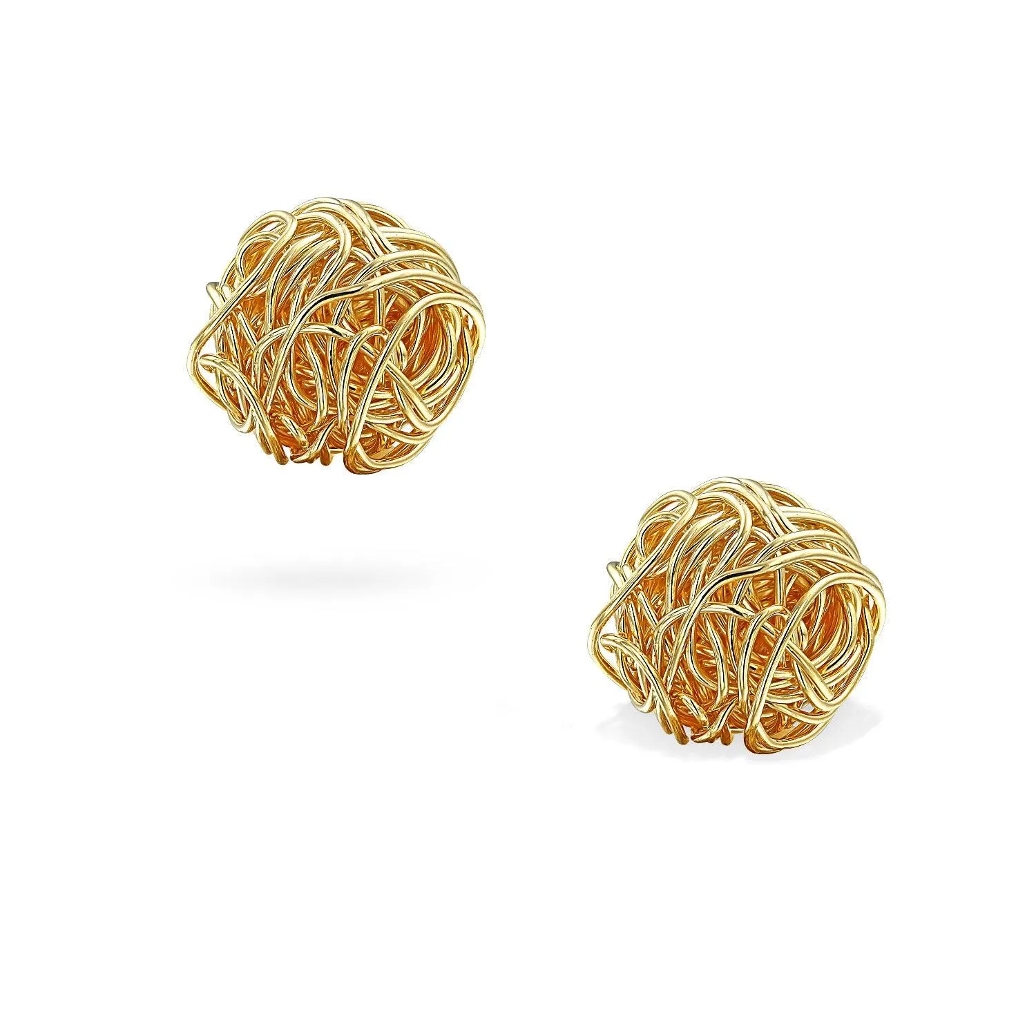 Wire Twisted Knot Drop Ball Earrings 14K Gold Plated Brass 9MM