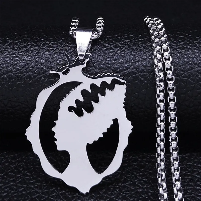 Witch Broom Cat Stainless Steel Necklace Women Witchcraft Silver Color Witches&#39; Pagan Wiccan Necklaces Jewelry colgantes N1050S2