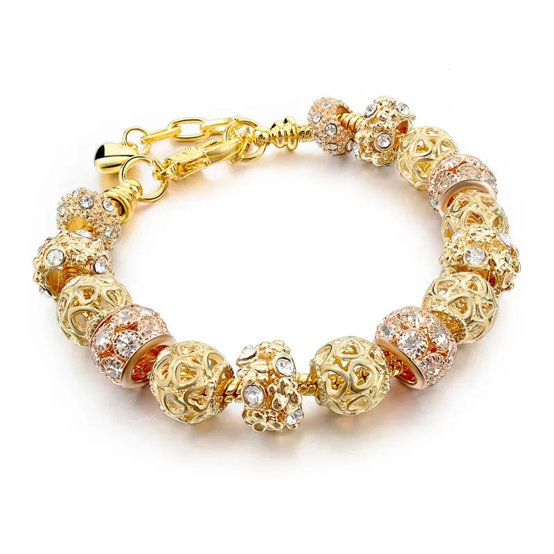 Women'S Fashion Jewelry Pink Crystal Bracelet For Women Gold Bracelets Bangles Handmade Jewelry Pulseras