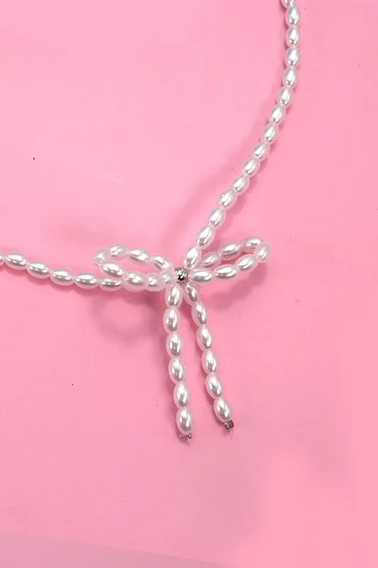 Yvonne Pearl Bow Necklace