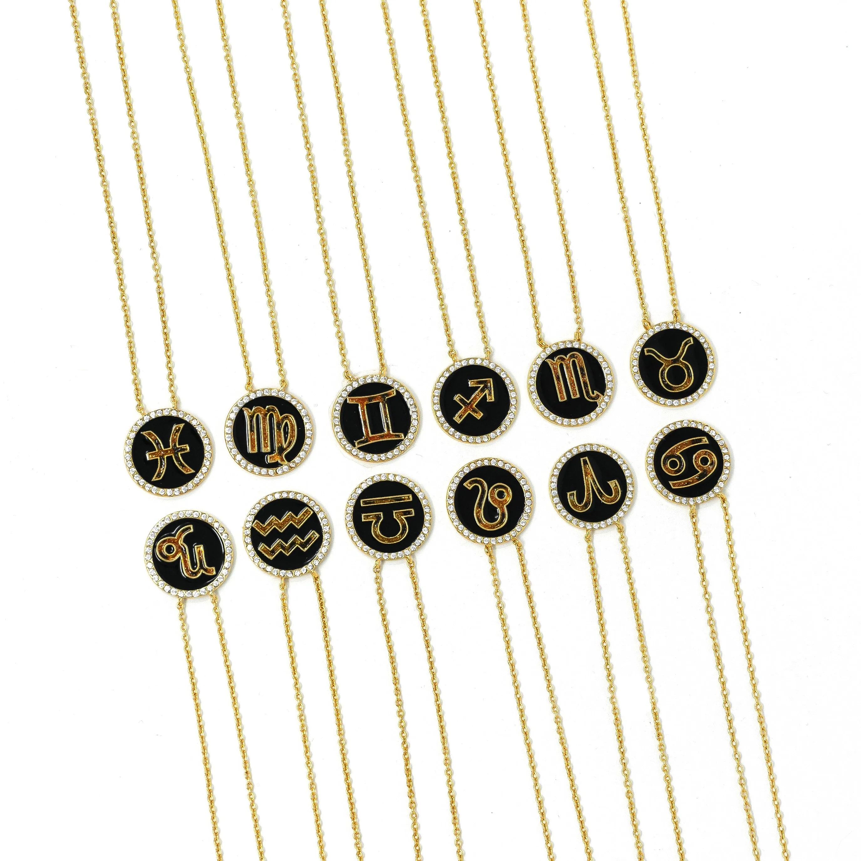 Zodiac Leopard and Enamel Circle Pendant Necklaces